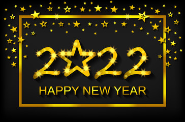 Happy New Year 2022 - greeting card, flyer, invitation - vector