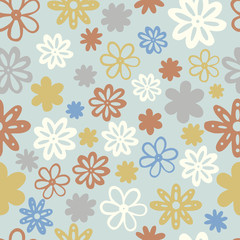 Seamless floral pattern. Light green background. Vector illustration.