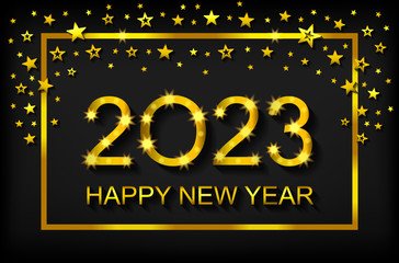 Happy New Year 2023 - greeting card, flyer, invitation - vector