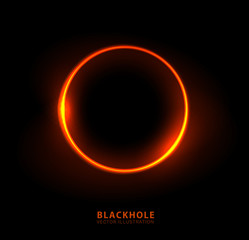 Vector illustration of solar Eclipse. Blackhole. space concept. 