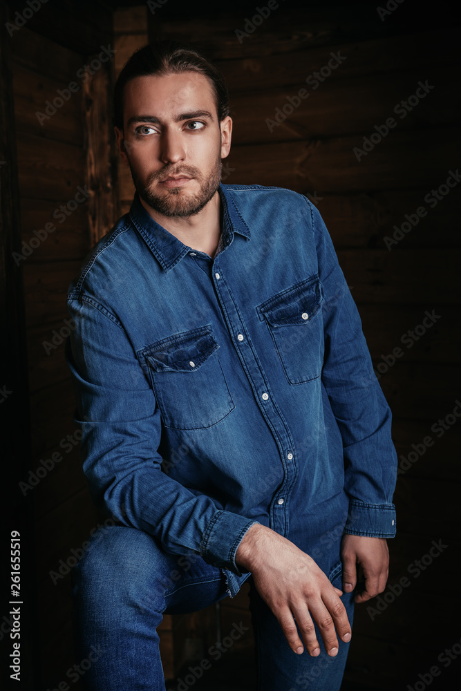 Wall mural male denim fashion