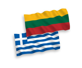 Flags of Lithuania and Greece on a white background