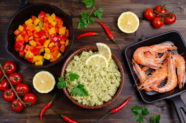 Couscous with vegetables and shrimp