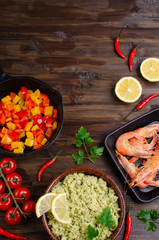 Couscous with vegetables and shrimp