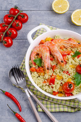 Couscous with vegetables and shrimp