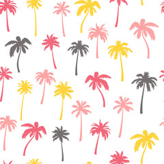 Fototapeta na wymiar Seamless pattern, vector palm tree on white.