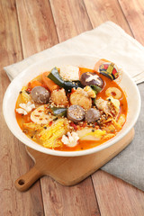 Zanthoxylum armatum taste spicy hot pot in a white ceramic dish