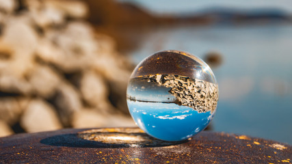 Crystal ball landscape shot at Metten-Danube-Bavaria-Germany