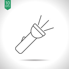 Turned on flashlight illustration. Searching vector icon