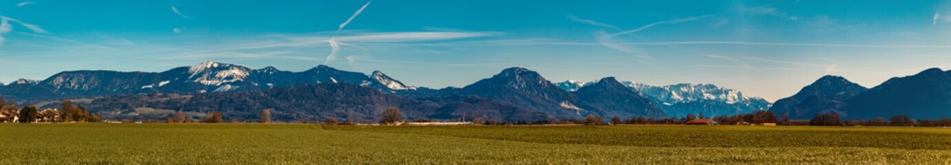 High resolution stitched alpine panorama near Rosenheim-Bavaria-Germany