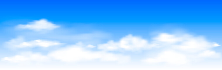 Blue sky with white clouds. White clouds on the blue sky. Abstract background with clouds on blue sky. In the clear sky high floating clouds