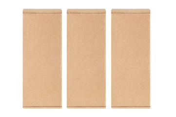 Fototapeta premium Cardboard boxes arranged in a row. Isolated on a white background.
