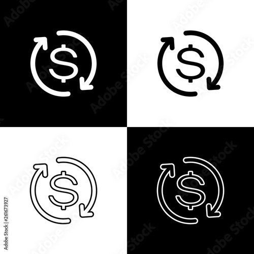 Set Return Of Investment Icons Isolated On Black And White - 