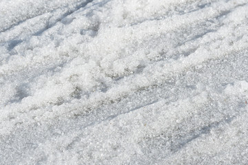 Early spring snow background and texture close up