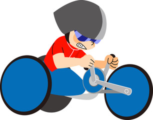 障害者スポーツ　手漕ぎ自転車を漕ぐ男性