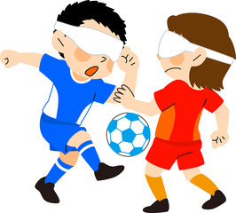 障害者スポーツ　ブラインドサッカーをする男性
