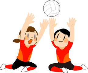 障害者スポーツ　シッティングバレーボールをする女性