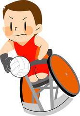 障害者スポーツ　ウィルチェアラグビーをする男性