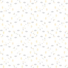 Vector seamless pattern with yellow and black leaves silhouettes on a white background