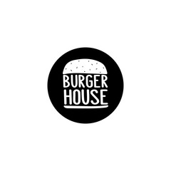 The inscription - burger house. It can be used for sticker, patch, phone case, poster, t-shirt, mug etc.