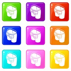 Back pocket jeans icons set 9 color collection isolated on white for any design