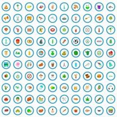 100 summer rest icons set in cartoon style for any design vector illustration