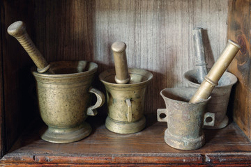 Metal mortars with pestles