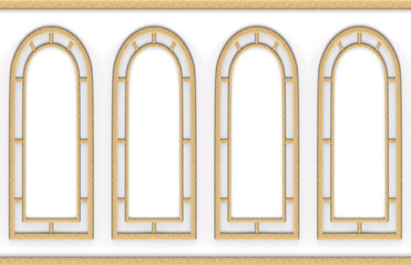 3d rendering. luxury glod classical pattern frame design on white wood vintage wall background.