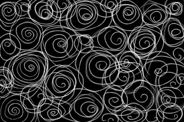 Abstract black background with white pattern. Spirals. Design for cards, invitations, flyers.