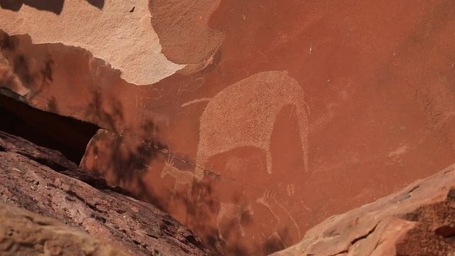 Rock cravings petroglyphs at Twyfelfontein in Damaraland Namibia