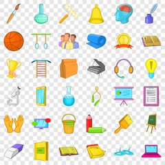 Education in school icons set. Cartoon style of 36 education in school vector icons for web for any design
