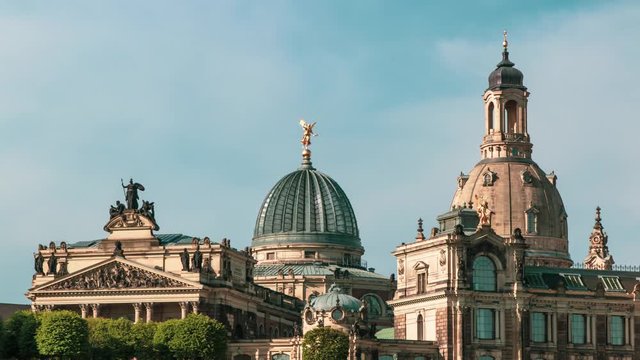 Time Lapse of inner city Dresden with Frauenkirche in Germany