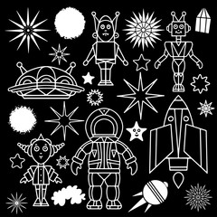 Space cartoon set