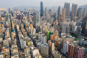 Fototapeta premium Aerial view of Hong Kong city downtown