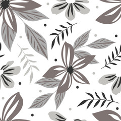 Floral seamless pattern for print, fabric, wallpaper. Modern hand drawn flowers background.