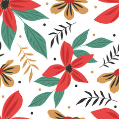 Floral seamless pattern for print, fabric, wallpaper. Modern hand drawn flowers background.