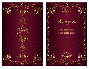 Vintage background mandala card with golden lace ornaments and art deco floral decorative elements