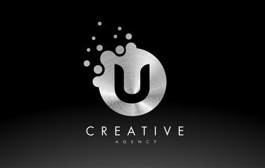 Silver Metal Letter U Logo. U Letter Design Vector © twindesigner