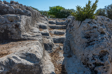 Fototapeta na wymiar Ancient Archeological Park in Syracuse, Sicily, Italy