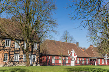Obraz premium Red half timbered houses in the castle park in Rheda, Germany