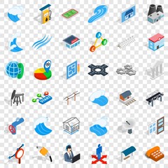 Electricity operator icons set. Isometric style of 36 electricity operator vector icons for web for any design