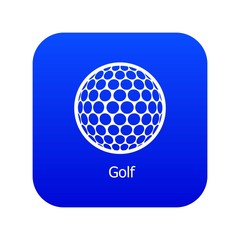 Golf ball icon blue vector isolated on white background