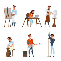 Creative jobs, careers flat illustrations set