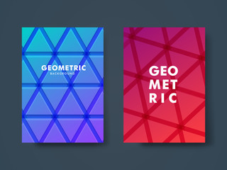 Set of two abstract geometric cover design. Minimal geometric pattern gradients for poster, cover, banner, flyer