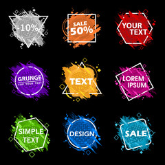 Grunge background set. Element for design flyers, business cards, gift cards, brochures, invitations and more. Grunge splash set.