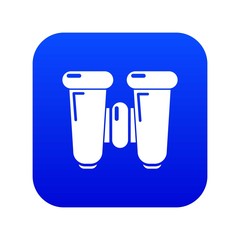 Binoculars explorer icon blue vector isolated on white background