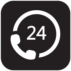 7/24 hours call icon..24/7 customer service icon.Twenty-four hour service icon.mobile flat symbo