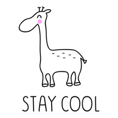 Giraffe stay cool. Hand drawn vector icon illustration design in scandinavian, nordic style. Best for nursery, childish textile, apparel, poster, postcard.