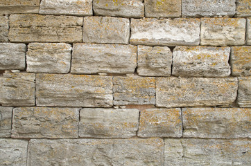 Old relief limestone wall closeup