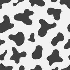Illustration of seamless animal print pattern texture background. Realistic cow skin color. Vector